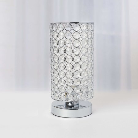 Elegant Designs Elipse Crystal Cylindrical Uplight Table Lamp, Chrome LT1051-CHR